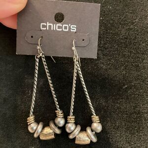 0095-Chico's Silver and Gold Dangle Earrings